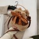 One-shoulder hairy bucket bag