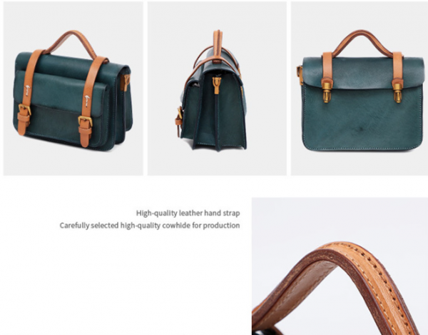 Crossbody Shoulder Bag Vegetable Tanned Leather Shoulder Bag Multifunctional Retro Leather Handbag