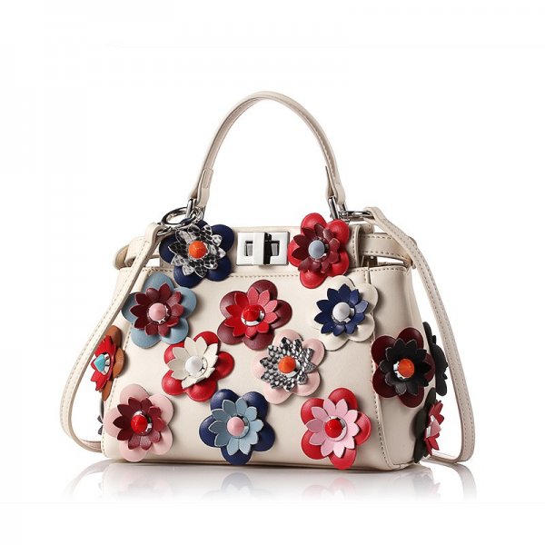 Cowhide Bag Handbag Mini Flower Shoulder Diagonal Female Bag