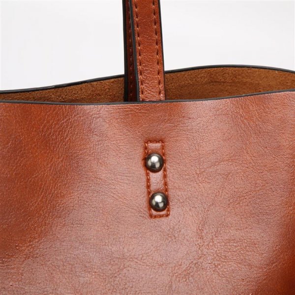 Fashion Shoulder Bag Vintage Oil Wax Leather Bucket Bag